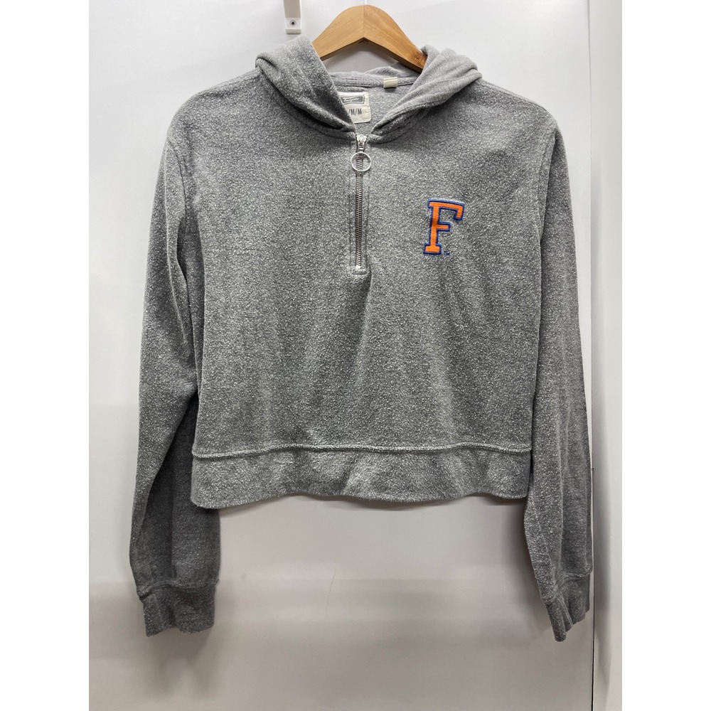 Tailgate Florida Gators Womens Medium Gray Quarter Zip Cropped Hoodie Sweatshirt